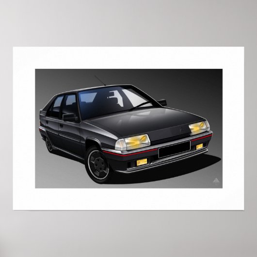 Affiche illustrée Citroen BX 16V (Devant)