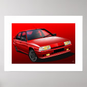 Affiche illustrée Citroen BX 16V (Devant)