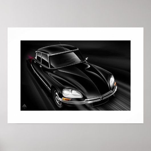 Affiche illustrée de Citroen DS "At Speed 2" (Devant)