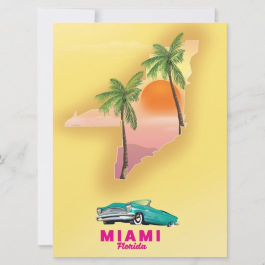 Affiche illustrée de la carte de Miami Florida (Devant)