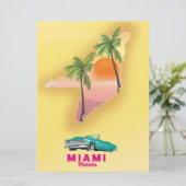 Affiche illustrée de la carte de Miami Florida (Debout devant)