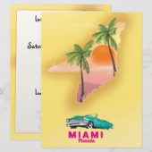 Affiche illustrée de la carte de Miami Florida (Devant / Derrière)