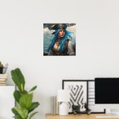 Affiche - Image IA d'une fille pin-up pirate nauti (Bureau à domicile)