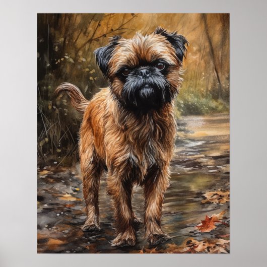 Affiche Impression Artistique de Chien Griffon Bru (Devant)