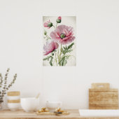 Affiche Impression Artistique Fleurs de Pavot Rose (Cuisine)