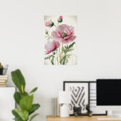 Affiche Impression Artistique Fleurs de Pavot Rose (Bureau à domicile)