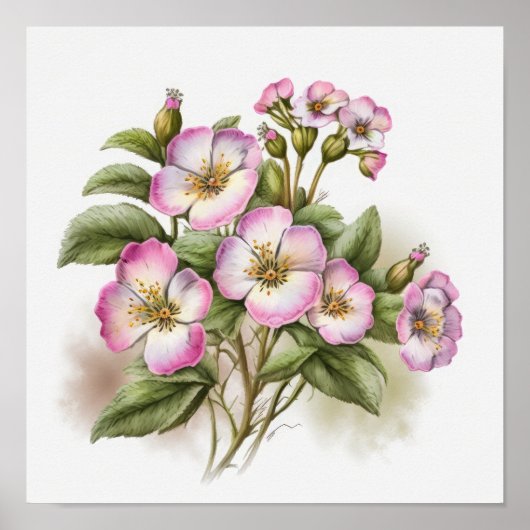 Affiche Impression Artistique Fleurs de Primevère (Devant)