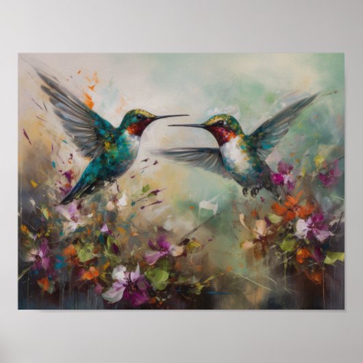 Affiche Impression d'Art Colibris Peinture (Devant)