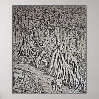 Affiche Impression Noir & Blanc Mythe du Cheval