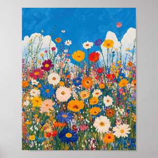Affiche Impressionniste de Champ de Fleurs Sauvage