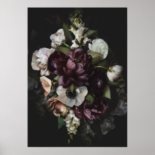 Affiche imprimée de fleurs sombres dédiées