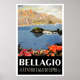 AFFICHE IMPRIMÉE Lake Como Bellagio Vintage Italie