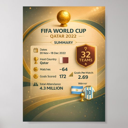 Affiche infographique de la Coupe du monde 2022 au (Devant)