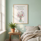 Affiche inspirante de pot Mason avec fleurs sauvag