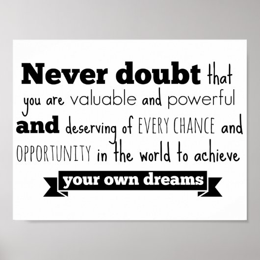 Affiche inspirante du discours d'Hillary Clinton (Devant)