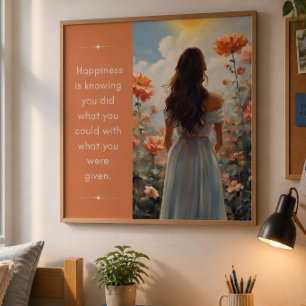 Affiche Inspirante Fille du Bonheur avec des Fleur