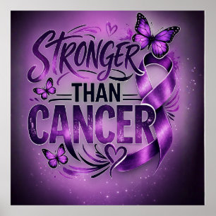 Affiche Inspirante Plus Fort que le Cancer – Viole