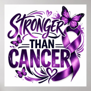 Affiche Inspirante Plus Fort que le Cancer – Viole