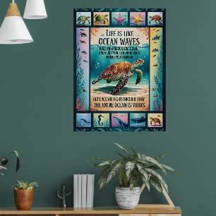 Affiche inspirante Tortue de mer Océan “La vie est