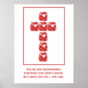 Affiche Inspirationnelle De La Croix Des Coeurs