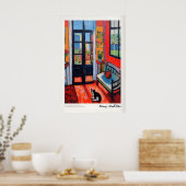 Affiche Intérieur avec Chat et Porte Ouverte (Cuisine)