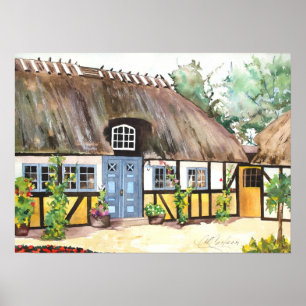 Affiche irlandaise de cottage de toit de chaume de