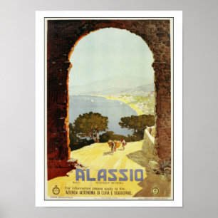 Affiche italienne de voyage d'Alassio des années