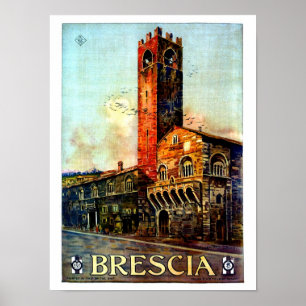 Affiche italienne vintage Brescia de voyage