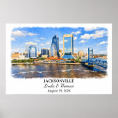Affiche Jacksonville Floride, Aquarelle, Sur mesur (Devant)