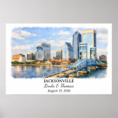 Affiche Jacksonville Floride, Aquarelle, Sur mesur (Devant)