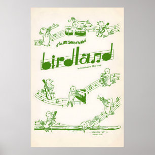Affiche jazz Birdland - 52e Rue - New York - 1950s