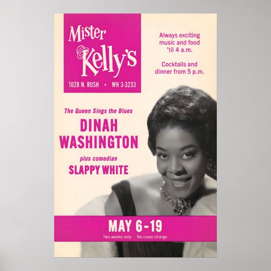 Affiche jazz de Dinah Washington - Mister Kelly's (Devant)