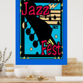Affiche Jazz Fest Guitare en Bleu (Cuisine)