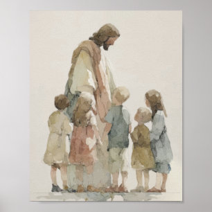Affiche Jésus avec les enfants