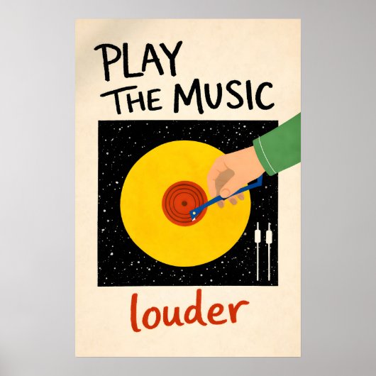 Affiche Jouez La Musique Plus Fort, Mur De Disque (Devant)
