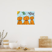 Affiche joyeuse "Chiots au soleil" (Cuisine)