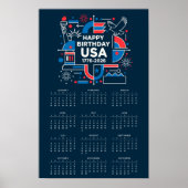 Affiche Joyeux Anniversaire Calendrier USA 250 (Devant)