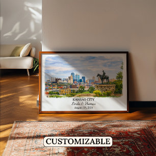 Affiche Kansas City Kansas, Aquarelle, Sur mesure