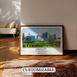 Affiche Kansas City Kansas, Aquarelle, Sur mesure