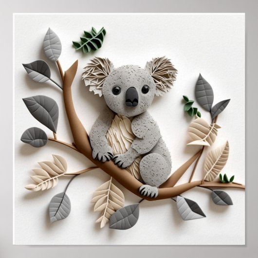 Affiche Koala en quilling, chambre d'enfant, nurse (Devant)