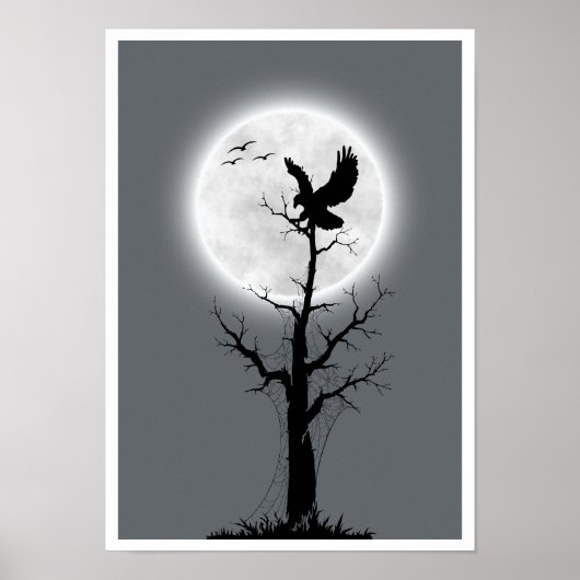 Affiche Landscape moon, tree & eagle wall art (Devant)