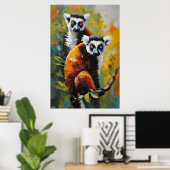 Affiche | Lemur | Style de peinture à l'huile (Bureau à domicile)
