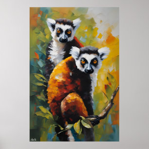 Affiche Lemur Style de peinture à l'huile