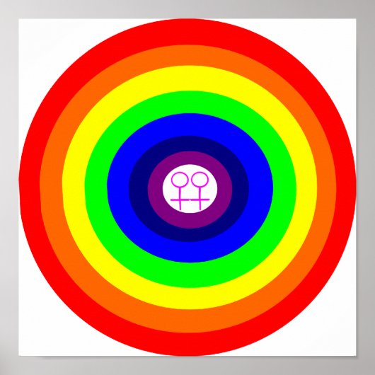 Affiche lesbienne au rond arc-en-ciel (Devant)
