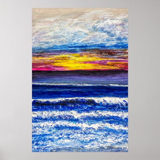 Affiche - Lever de soleil au bord de la mer (Devant)