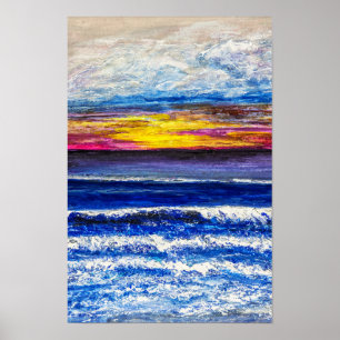 Affiche - Lever de soleil au bord de la mer