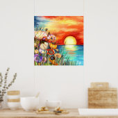 Affiche Lever de soleil Nature Aquarelle (Cuisine)