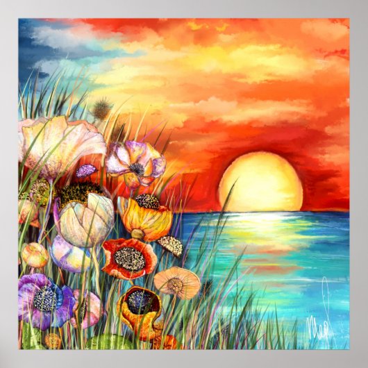 Affiche Lever de soleil Nature Aquarelle (Devant)