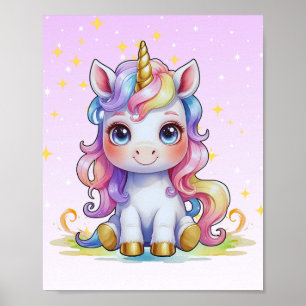 Affiche licorne à corne d'or