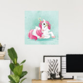 Affiche licorne avec bébés lapins (Bureau à domicile)